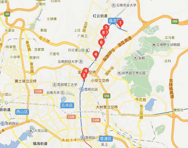昆明北京路在哪個區？昆明北京路延長線是哪個區？