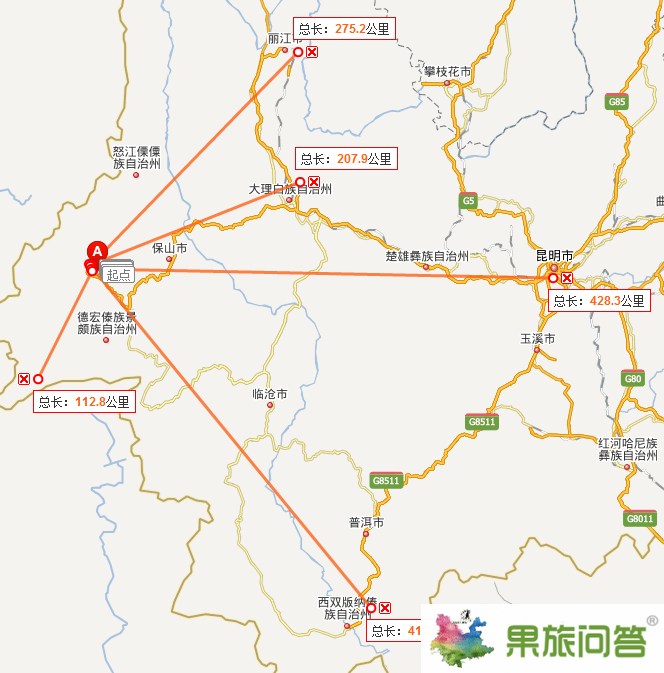騰沖地震距離大理麗江瑞麗昆明香格里拉有多少公里？